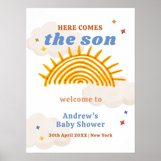 Här kommer välkomsten till Son Sunshine Baby Showe Poster (Framsidan)