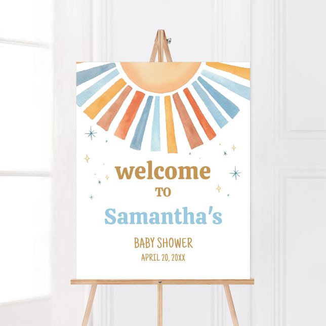 Här kommer välkomsthälsningen till Son Baby Shower Poster (Boho Sunshine Baby Shower Welcome Sign)