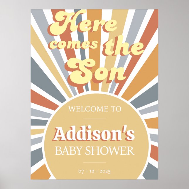 Här kommer välkomsttecknet för Son Baby Shower Poster (Framsidan)
