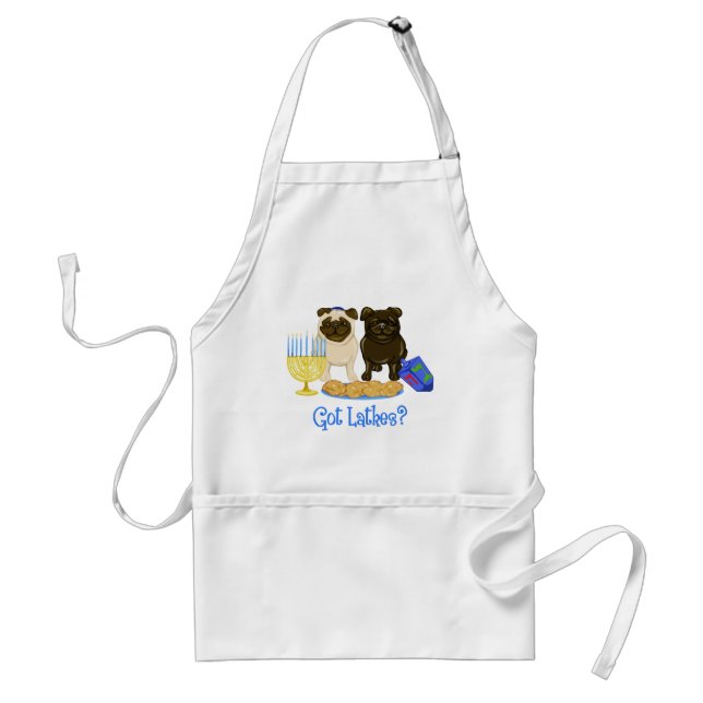 Har Latkes Hanukkah Pug Aprons Förkläde (Framsidan)