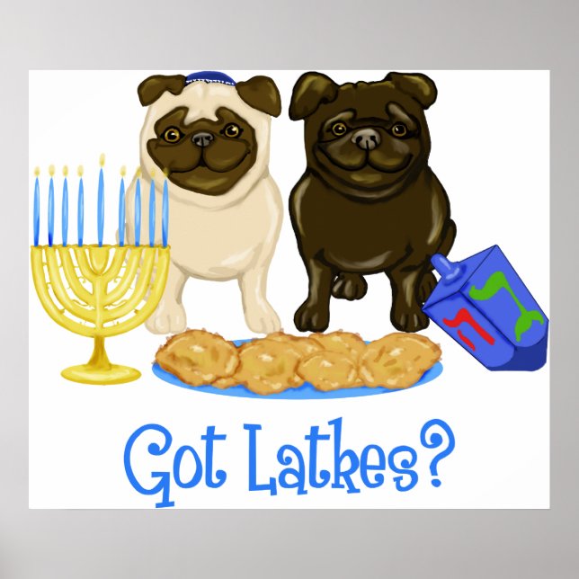 Har Latkes? Hanukkah Pug Poster (Framsidan)