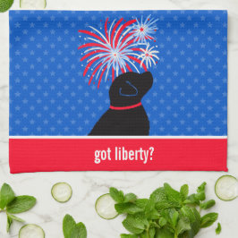 Har Liberty? Black Hund Kitchen Towel Kökshandduk