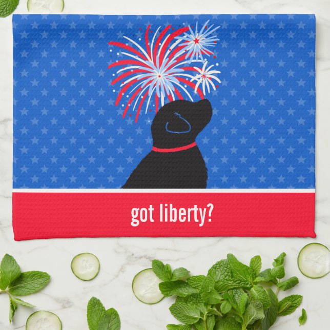 Har Liberty? Black Hund Kitchen Towel Kökshandduk (Vikta)