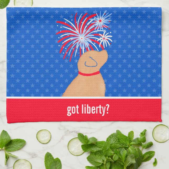 Har Liberty? Gult Hund Kitchen Towel Kökshandduk (Vikta)