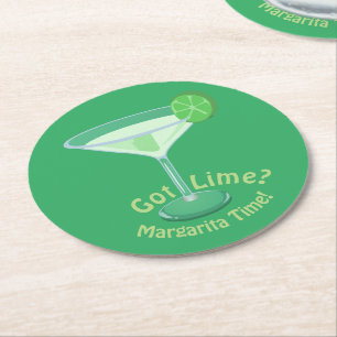 Har Lime? Margarita Time! Cocktail Slogan Underlägg Papper Rund