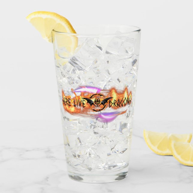 Här Live Dragons Shaker Glass Glaskopp (Framsida Ice)