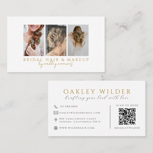 Hår Makeup Foto QR-kod Visitkort (Fram/baksida)