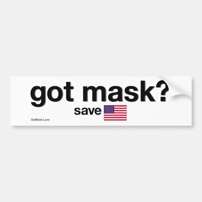 Har Mask? Spara Amerika. Bildekal (Framsidan)