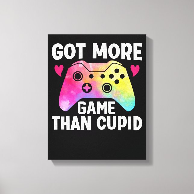 Har mer spel än Cupid Valentine Video Game Canvastryck (Framsida)