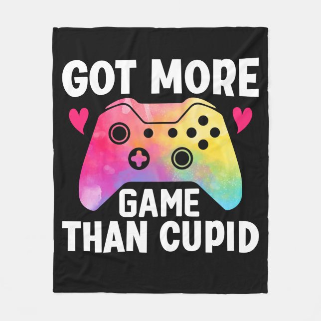 Har mer spel än Cupid Valentine Video Game Fleecefilt (Framsidan)