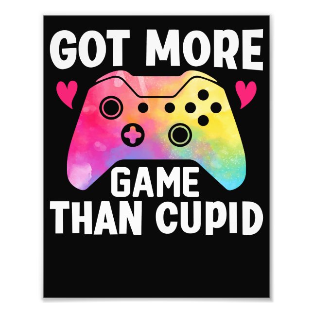 Har mer spel än Cupid Valentine Video Game Fototryck (Framsidan)