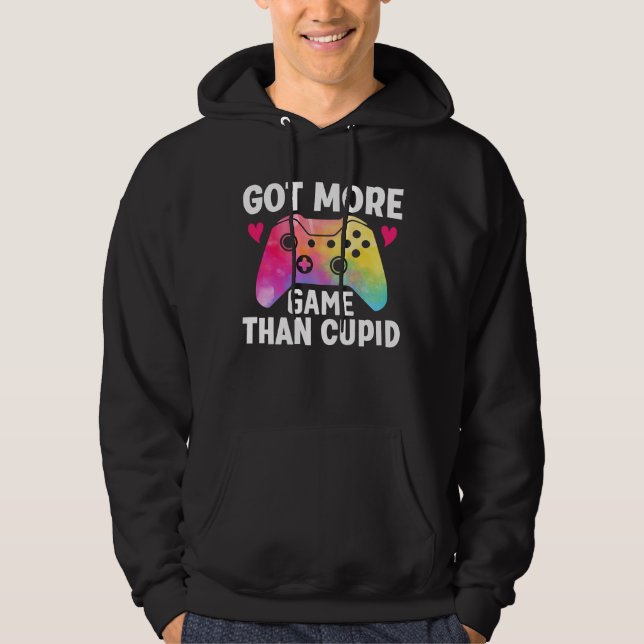 Har mer spel än Cupid Valentine Video Game Hoodie (Framsida)