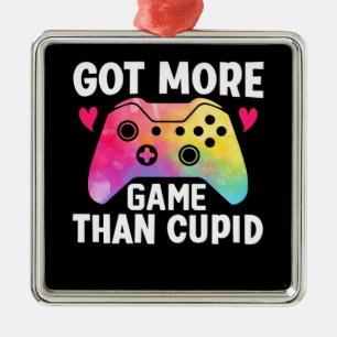 Har mer spel än Cupid Valentine Video Game Julgransprydnad Metall