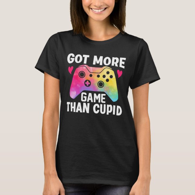 Har mer spel än Cupid Valentine Video Game T Shirt (Framsida)