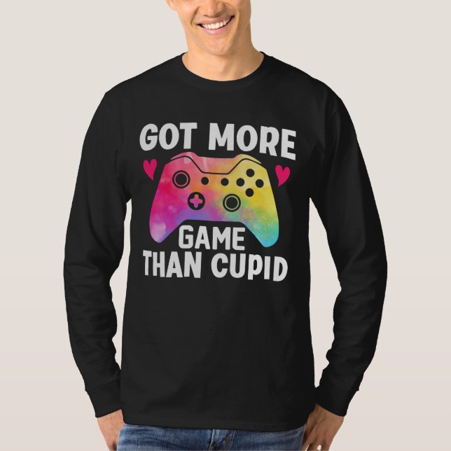 Har mer spel än Cupid Valentine Video Game T Shirt (Framsida)