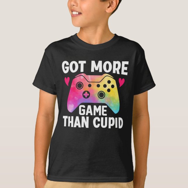 Har mer spel än Cupid Valentine Video Game T Shirt (Framsida)
