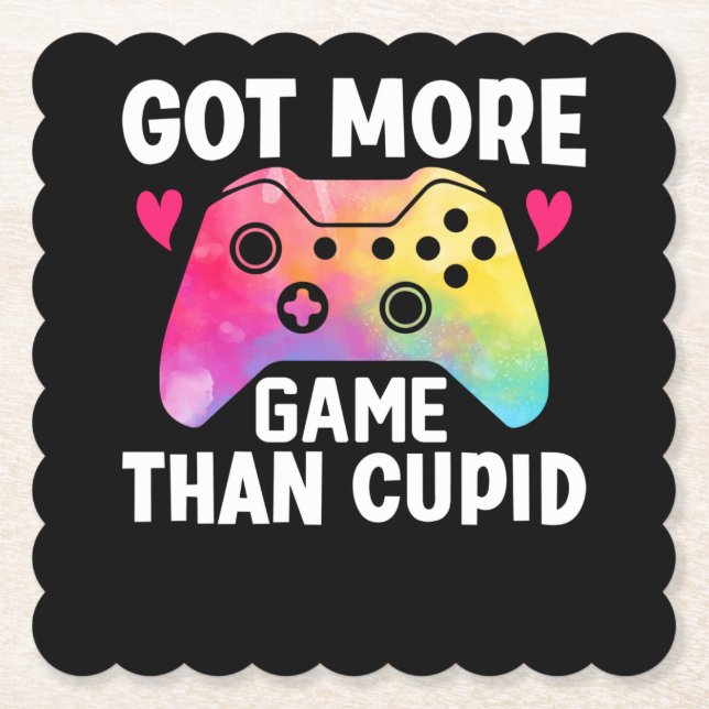 Har mer spel än Cupid Valentine Video Game Underlägg Papper (Framsida)