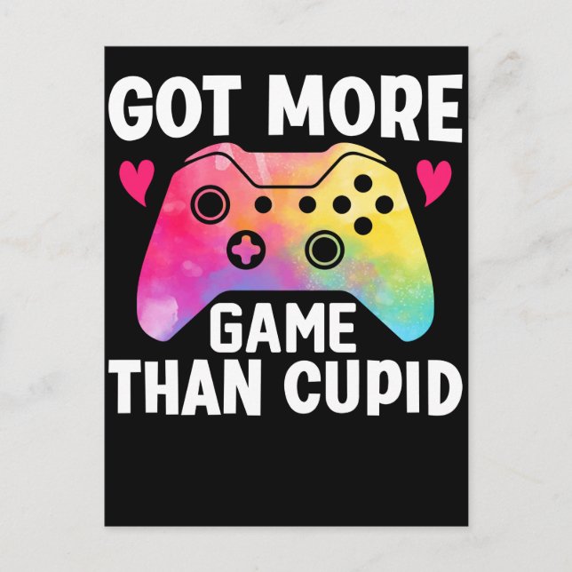 Har mer spel än Cupid Valentine Video Game Vykort (Framsida)