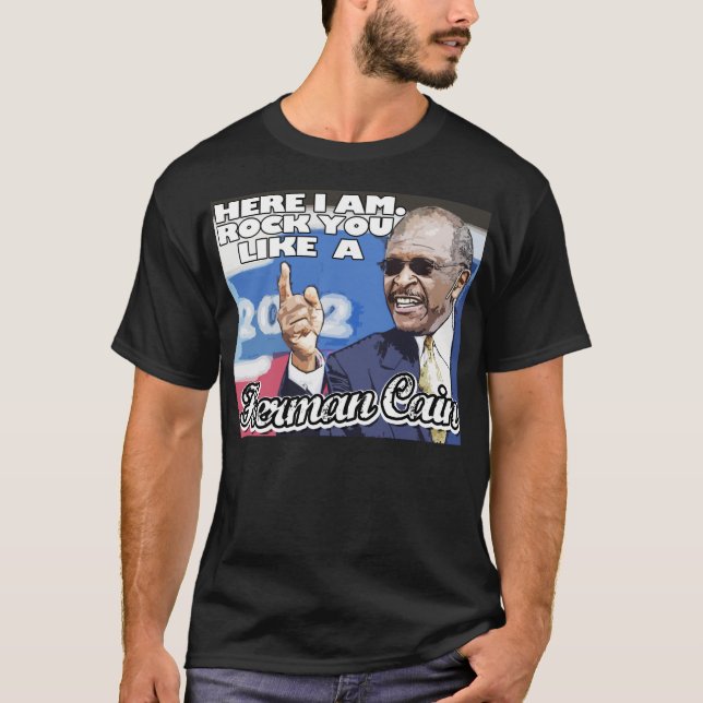 Här mig förmiddag. Sten gillar du en Herman Cain Tee (Framsida)
