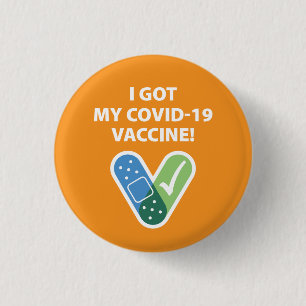 Har mitt COVID-19-vaccin! Bandaid-Orange Knapp