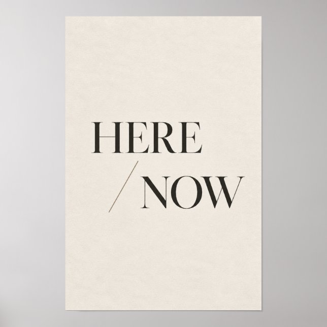 Här Nu Minimalistisk Typografi Väggkonst (Framsidan)