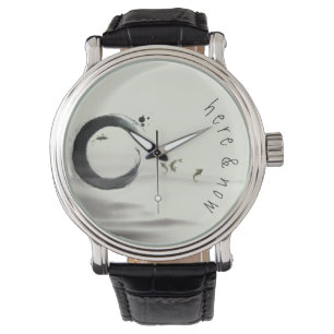 Här & nu/Zen cirkla Enso Koi borstar målning Armbandsur