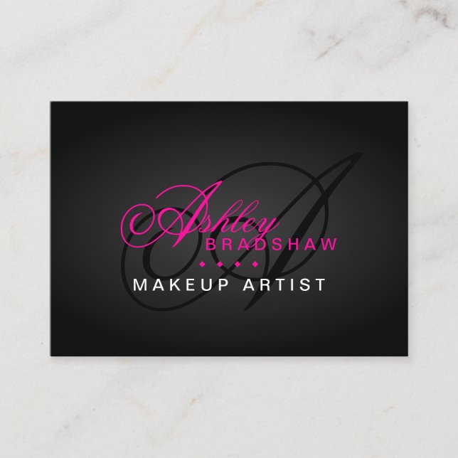 Hår och Monogram för Makeupkonstnär Visitkort (Framsida)