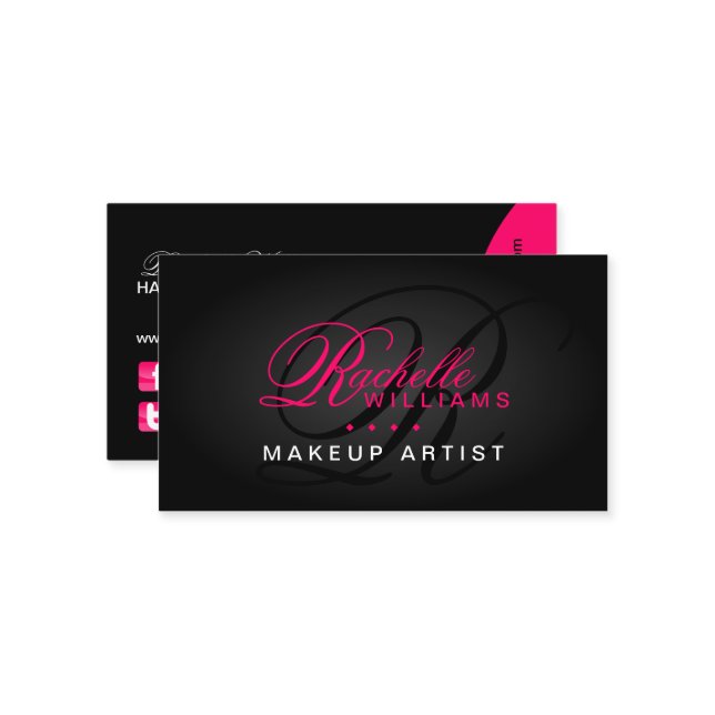 Hår och Monogram för Makeupkonstnär Visitkort (Fram/Back In Situ)
