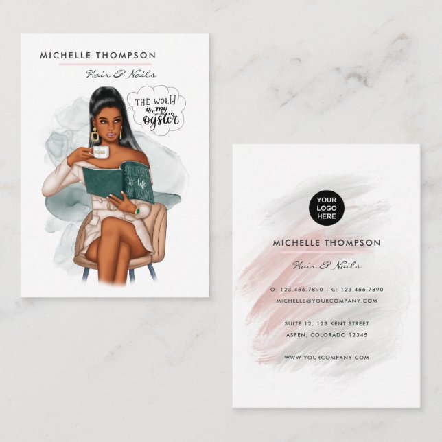 Hår och Nagel Affärskort Visitkort (Fram/baksida)