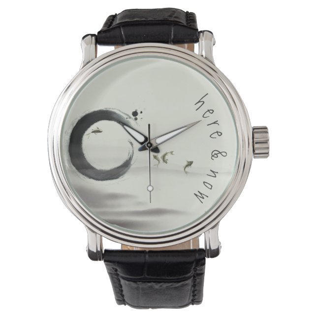 Här och nu / Zen Circle Enso Koi Penselmålning Armbandsur (Framsida)