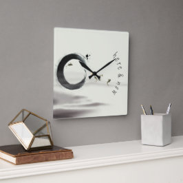 Här och nu / Zen Circle Enso Koi Penselmålning Fyrkantig Klocka
