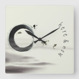 Här och nu / Zen Circle Enso Koi Penselmålning Fyrkantig Klocka