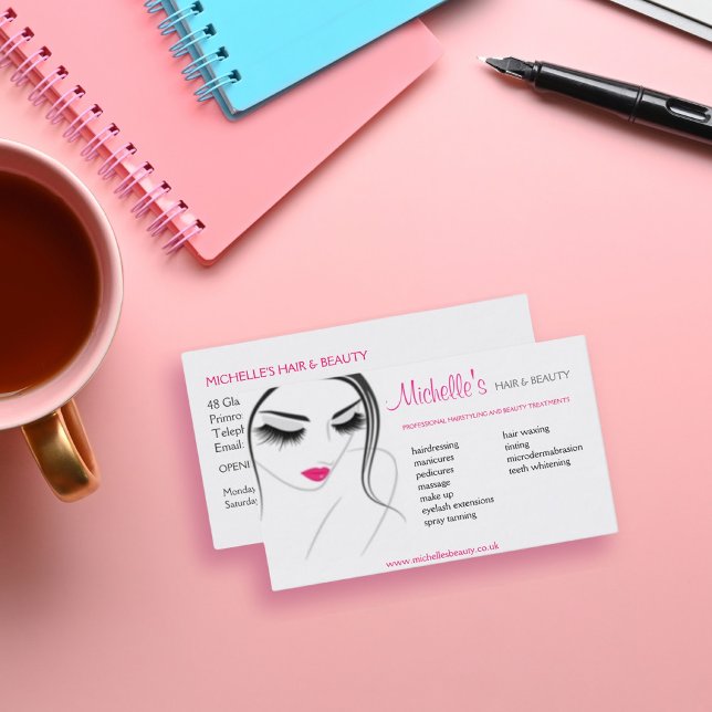 Hår- och skönhetssalon, affärskortets utformning visitkort (Skapare uppladdad)