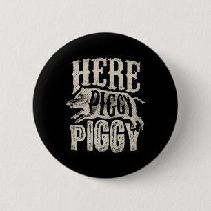 Här Piggy T Shirt Boar Hunting Vintage Gris Knapp