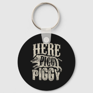 Här Piggy T Shirt Boar Hunting Vintage Gris Nyckelring