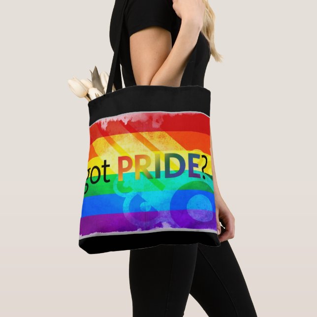 Har Pride LGBTQ Rainbow Flagga Large Tote Bag Tygkasse (Närbild)