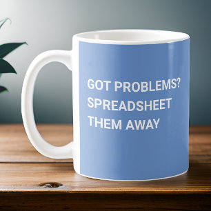 Har problem kalkylblad dem bort ljusblå kaffemugg