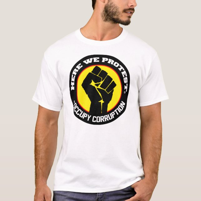 Här protesterar vi #Occupy korruption T-shirt (Framsida)