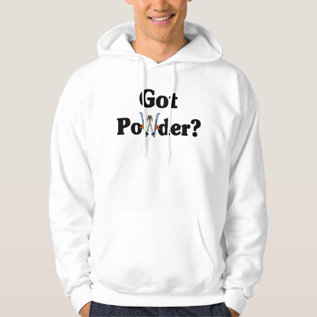 Har pudrar? skidåkningskjorta sweatshirt med luva (Framsida)