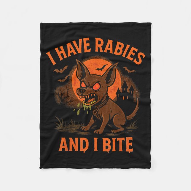 Har Rabies Bit Halloween Hund Mörk Humor Fleecefilt (Framsidan)