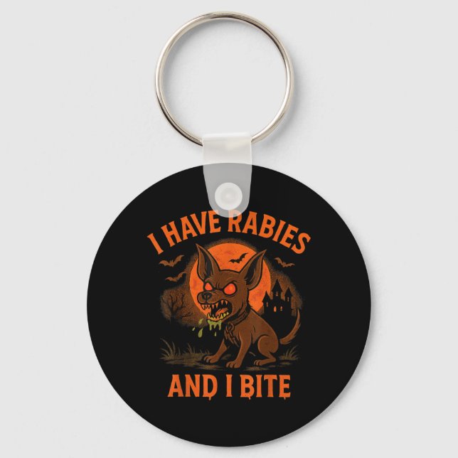 Har Rabies Bit Halloween Hund Mörk Humor Nyckelring (Framsida)