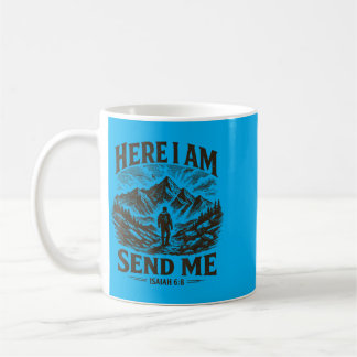 Här sänd Isaiah 6_8 religiös kristen bibel Kaffemugg