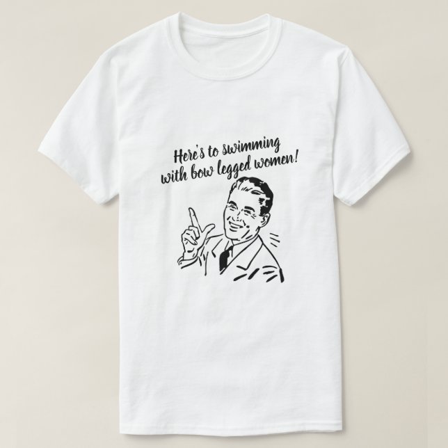 Här ska vi simma med böjda kvinnor t shirt (Design framsida)