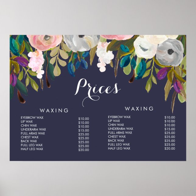 Hår Skönhetssalong Frisör Meny Pris Poster (Framsidan)