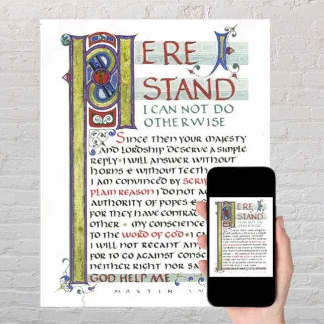 HÄR STÅR JAG HJÄLP MARTIN LUTHER QUOTE POSTER (Skapare uppladdad)