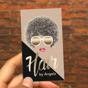 Hår Stylist Modern Guld-skript Afro Hair Visitkort