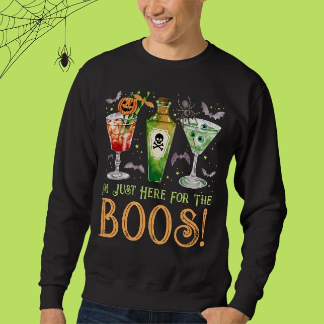 Här till Boos Halloween Cocktails Lång Ärmad Tröja (Here for the Boos Halloween Cocktails Sweatshirt)