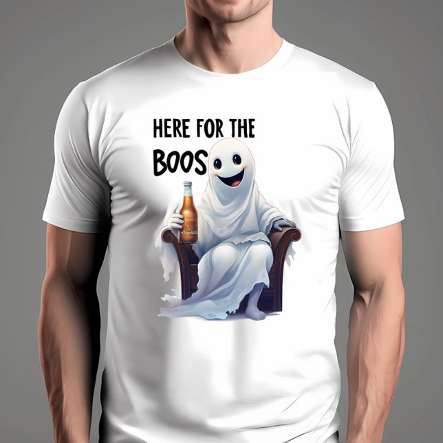 Här till Boos Halloween T Shirt (Funny Halloween shirt on male model)
