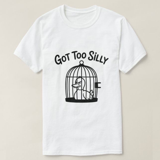 Har till Fånig Distress Anka i Cage Humor T Shirt (Design framsida)