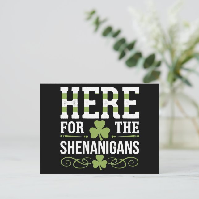 Här till Shenanigans Irish Ireland St. Patrick Vykort (Stående Fram)